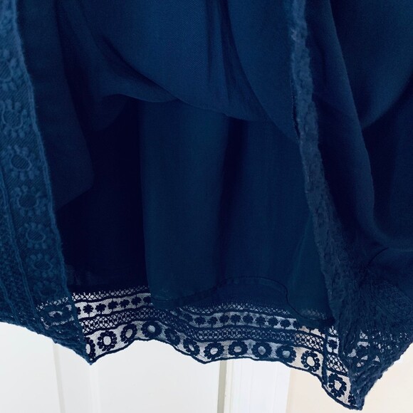 Forever 21 Navy Embroidered Lace Flowy Babydoll A-Line Dress | Size: L - Picture 7 of 7